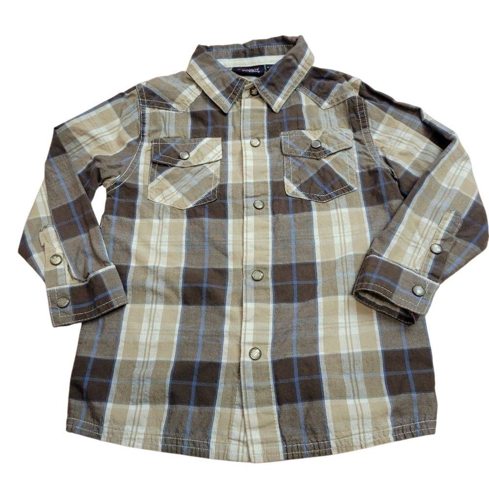 Authentic Graphite plaid buttondown shirt 4T